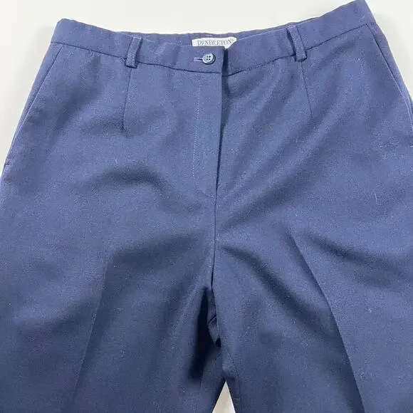 Pendleton Virgin Wool Flat Front Fully Lined Navy Blue Dress Pants Size 10 - Picture 3 of 10